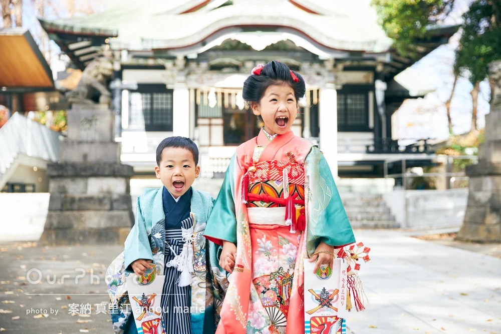 七五三祝い、大きな声でおめでとう！