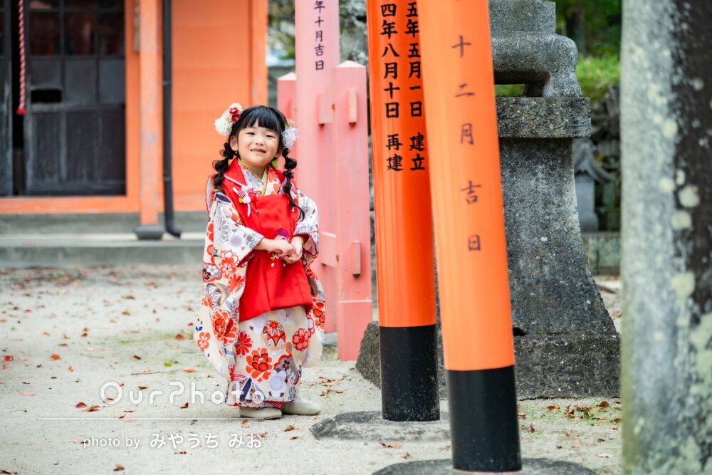 素敵な写真ばかり」手毬柄の可愛いお着物で3歳女の子の七五三撮影