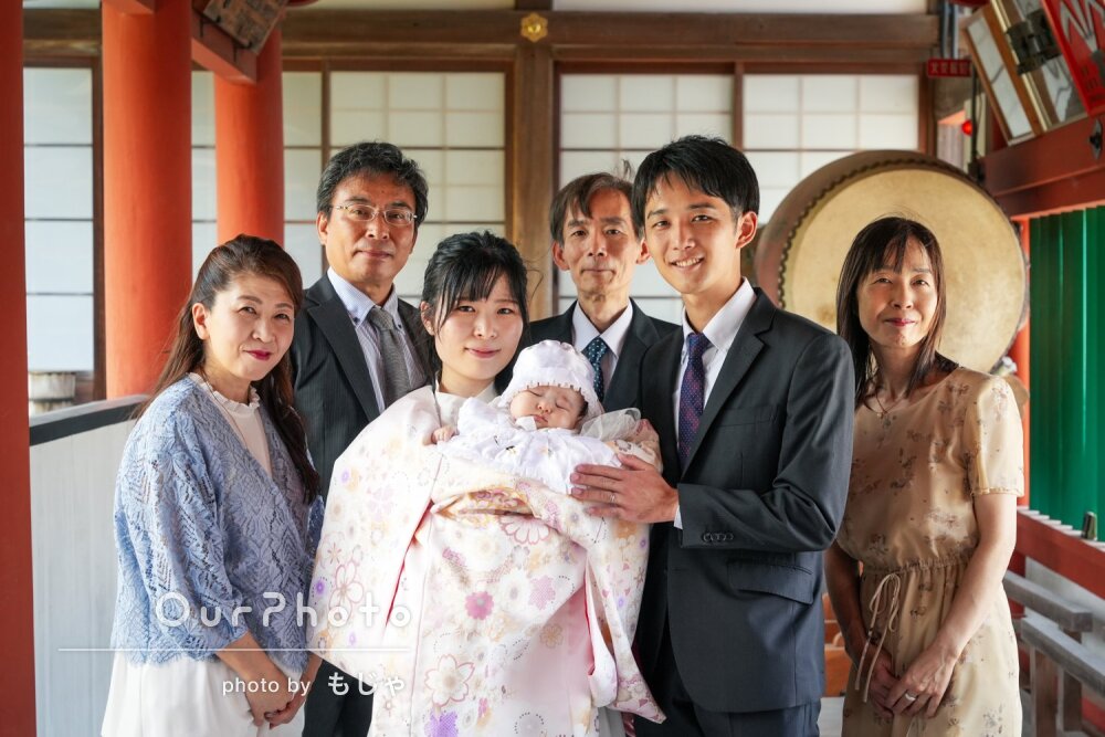 「素敵な写真で残せてよかった」祖父母も一緒に神社でお宮参りの撮影