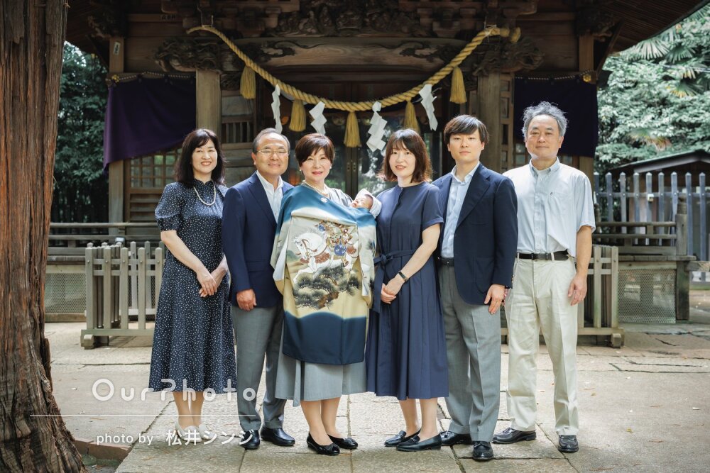 「皆とてもいい笑顔」両家祖父母と素敵な思い出になるお宮参りの撮影