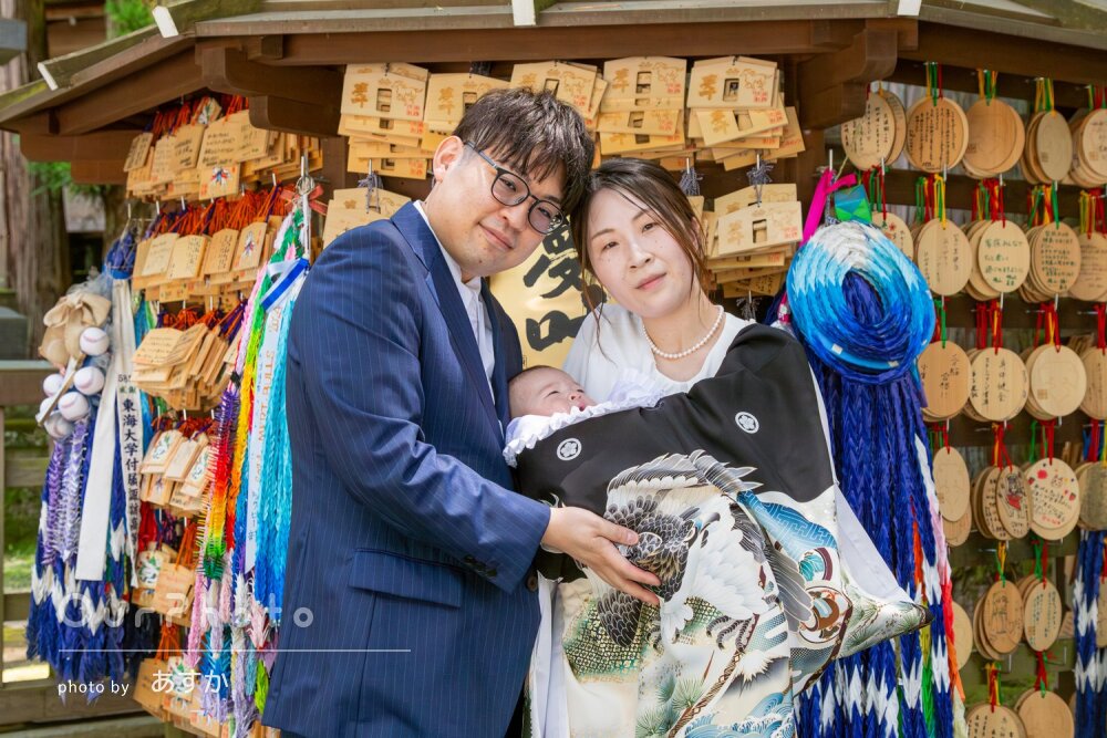 「緊張せずに自然体で撮影」神社で祖父母とお宮参り＆お食い初めの撮影