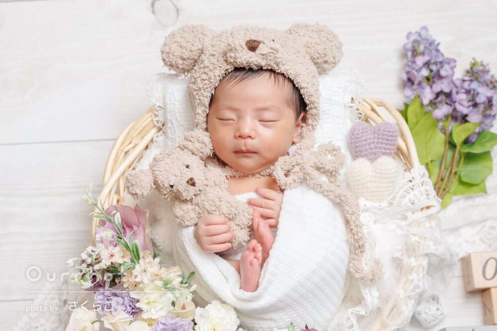 「兄妹フォトも撮れて大満足」自宅で可愛いニューボーンフォトの撮影