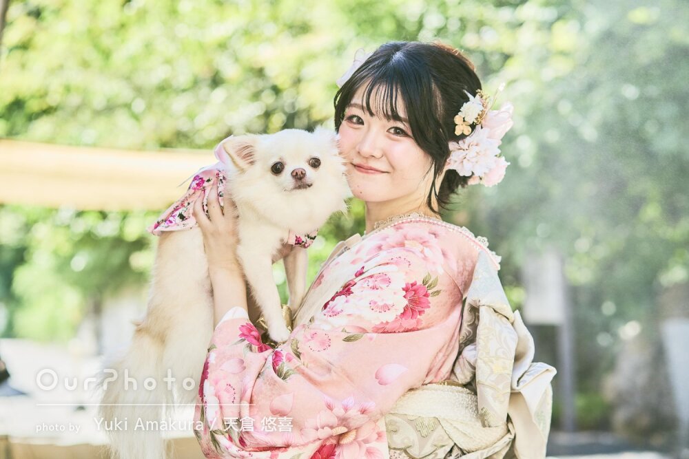「家族もとても喜んで」愛犬と可愛いショットが素敵な成人式の前撮り撮影