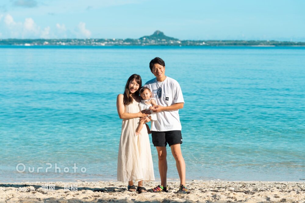 「素敵な思い出になりました」青く輝く沖縄の海をバックに家族写真の撮影