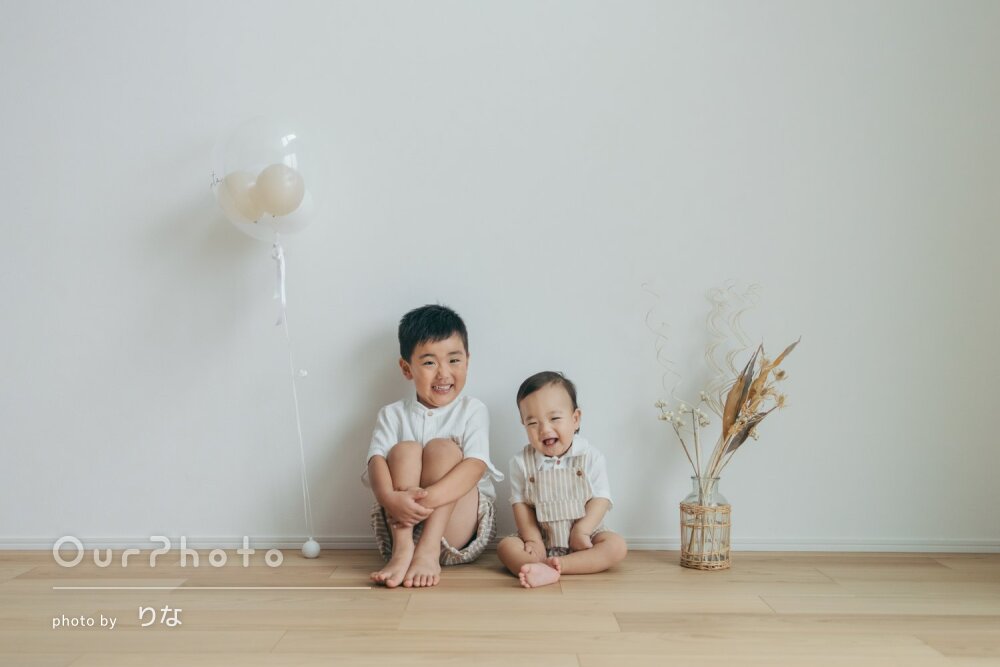 「宝物になりました」お兄ちゃんと一緒に！ご自宅でお誕生日記念の撮影
