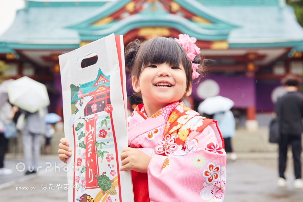 「一枚一枚がとても素敵」ピンクの着物がお似合い！可愛い七五三の撮影
