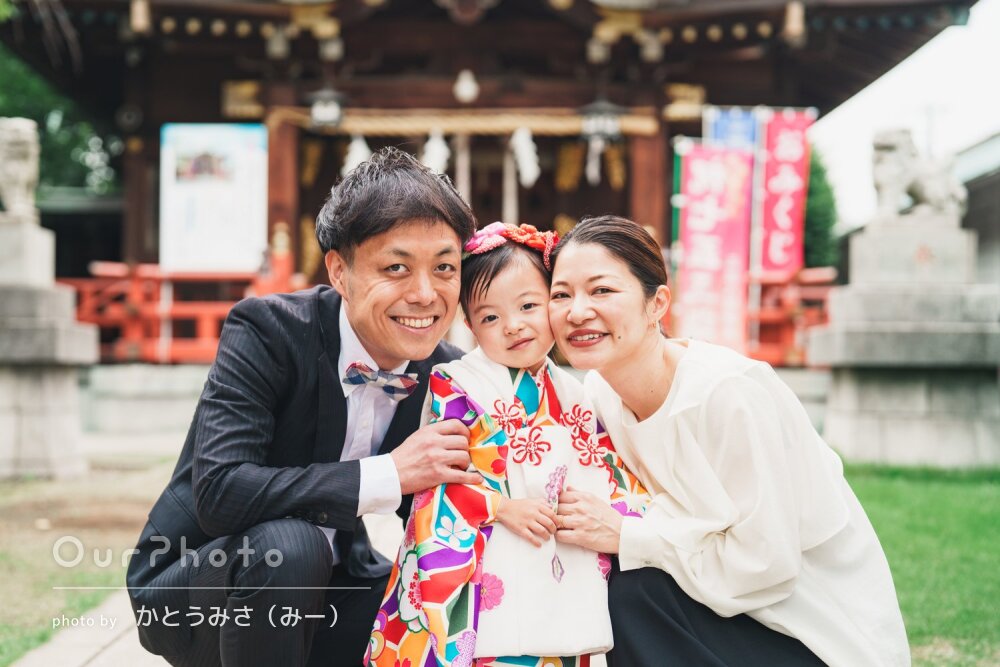 人見知りでも安心！可愛い笑顔いっぱいの3歳女の子の七五三の撮影