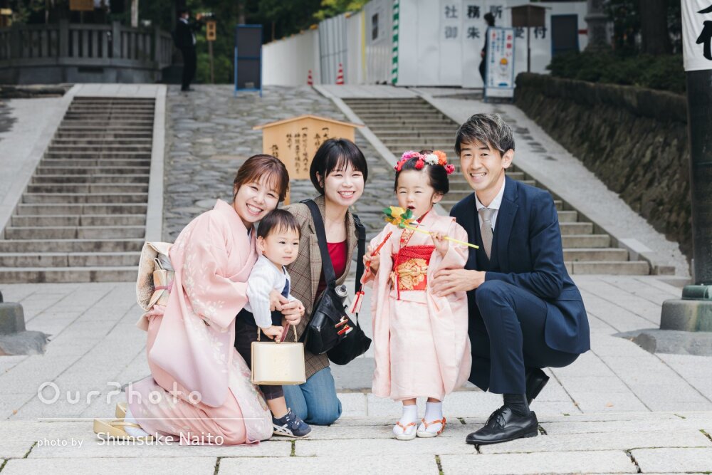 「大切な一日をとても素敵に」薄紅色の晴れ着姿が愛らしい七五三の撮影
