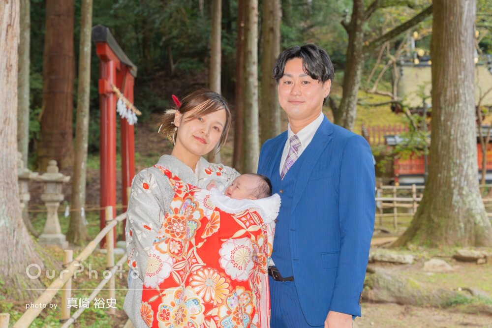「データも綺麗」ママの和装で祝い着が引き立つ！素敵なお宮参りの撮影
