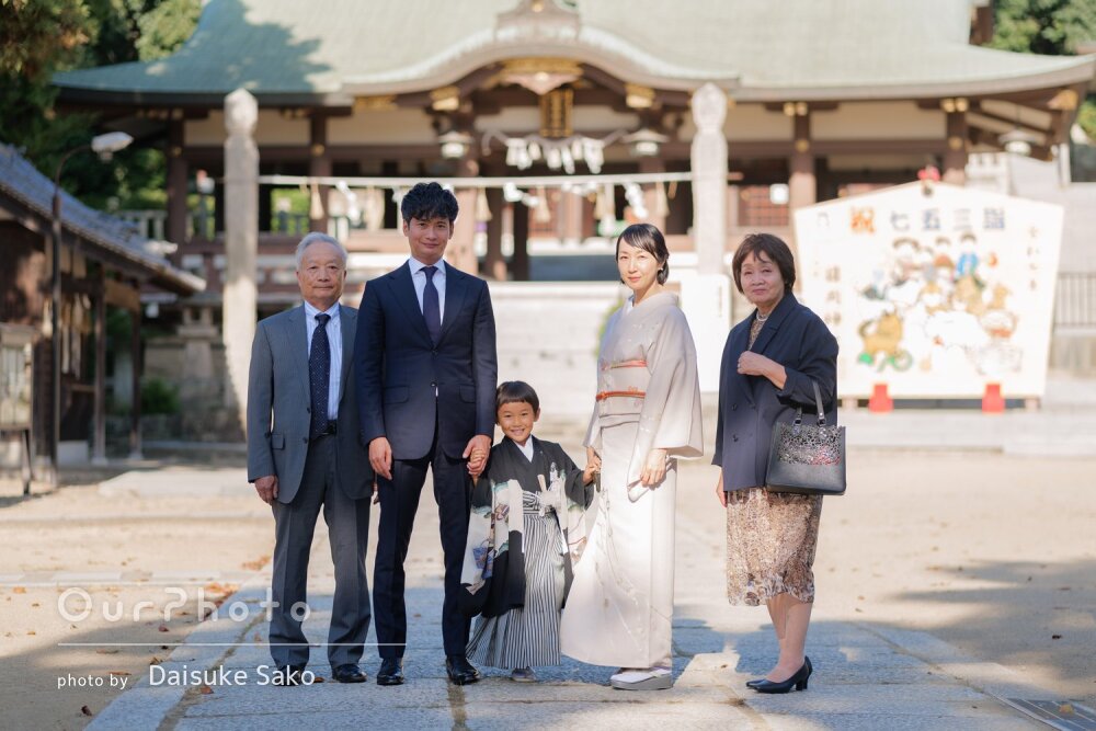 「思い出に残る時間と写真」元気一杯で微笑ましい5歳男の子の七五三撮影
