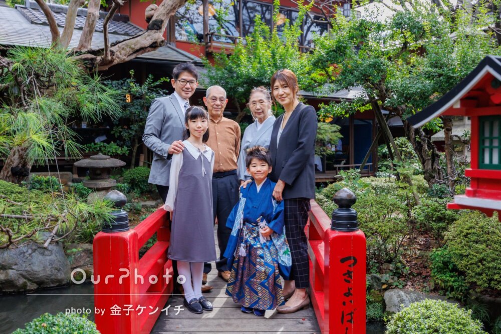 「リラックスして楽しく撮影」笑顔溢れる！和装の男の子の七五三の撮影
