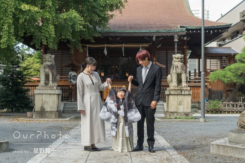 「思い出に残る写真」晴れ着姿が凛々しく愛らしい5歳男の子の七五三撮影