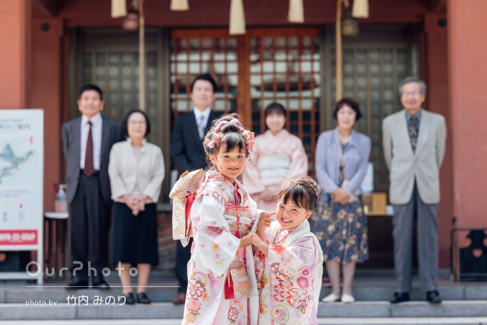 「素晴らしい写真」愛らしい和装姿の姉妹！リピーター様の七五三の撮影