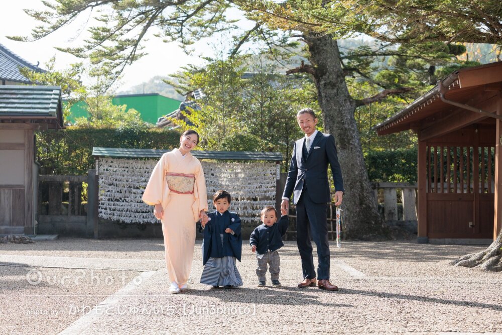 「明るく楽しく撮影をしてくださり」羽織袴姿の3歳男の子の七五三撮影