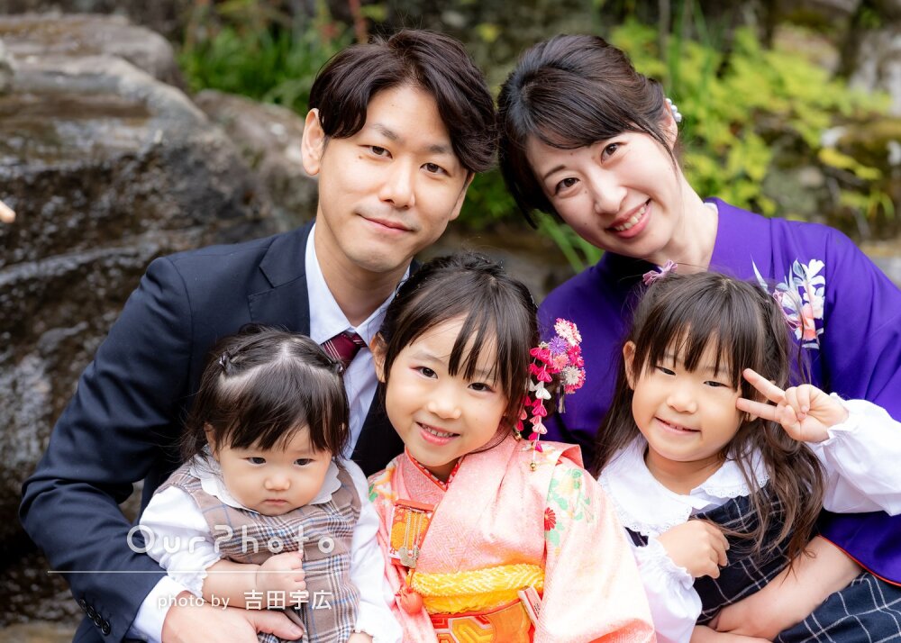 「思い出に残る撮影会」神社で鮮やかな和装！7歳女の子の七五三の撮影