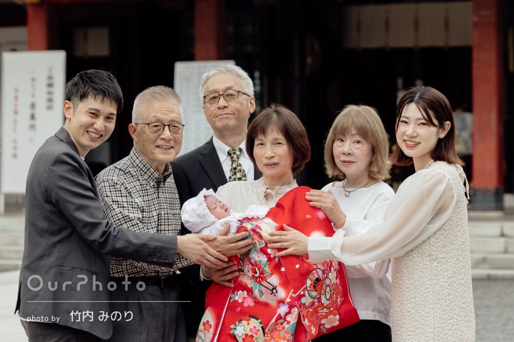 「仕上がりの写真も綺麗」親族揃って！温かな雰囲気伝わるお宮参りの撮影