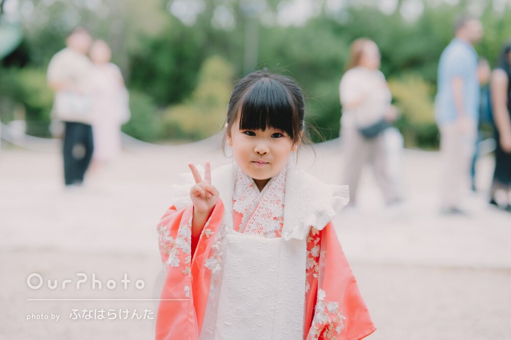 「最初から最後まで素敵」淡い色味の晴れ着姿が可愛い女の子の七五三撮影