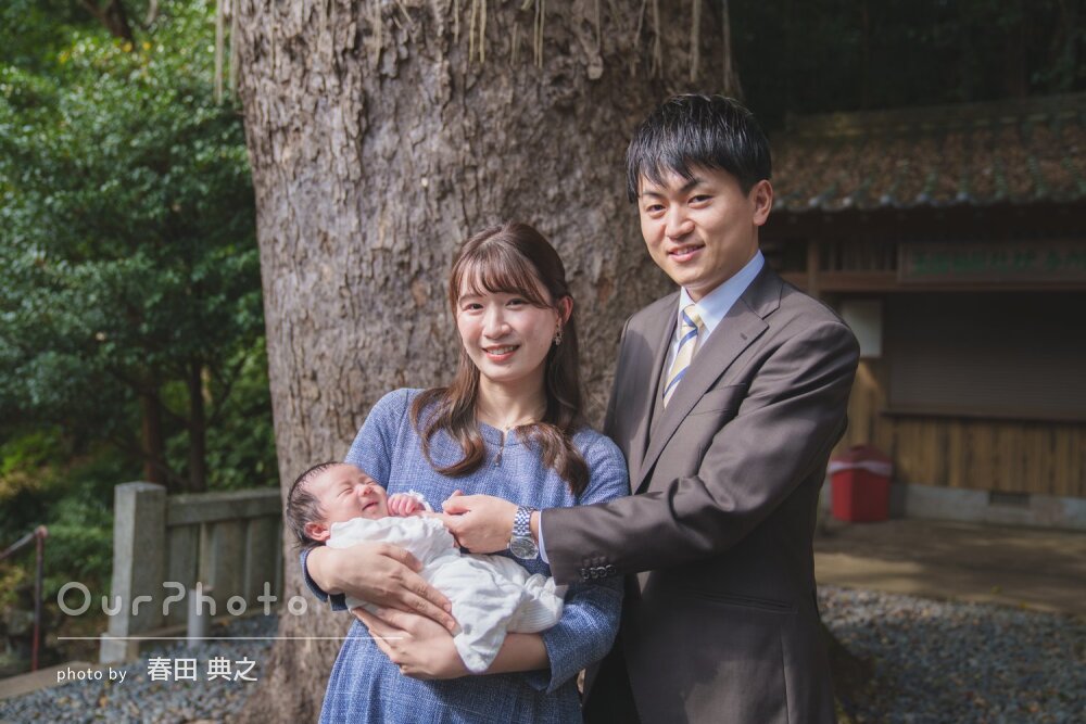 「とてもいい記念」可愛い表情いっぱい！三世代で温かなお宮参りの撮影