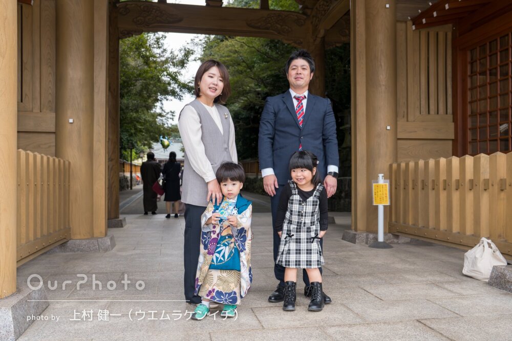 「素敵な写真」青い被布姿がかっこいい！お姉ちゃんと一緒に七五三の撮影