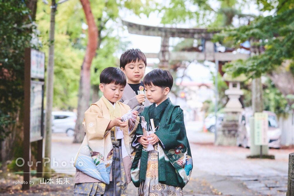 仲良しさ伝わる！6歳お兄ちゃんと4歳双子男の子の七五三の撮影