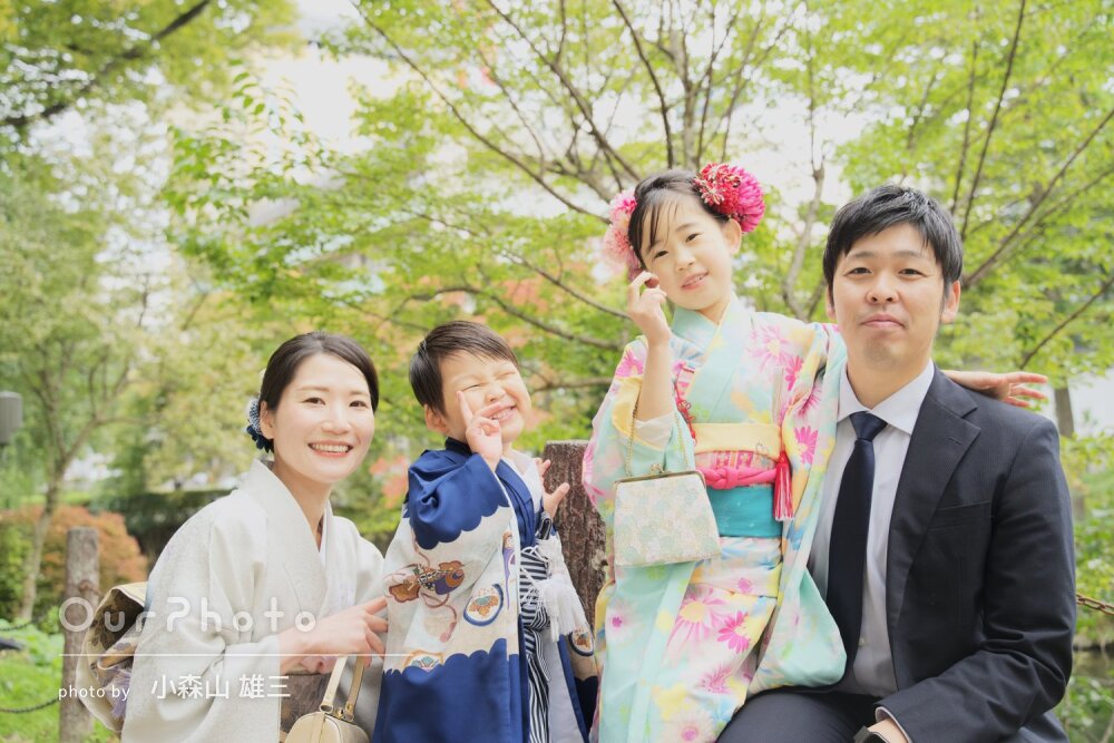 「様々なシーンをおさめて」3世代揃って和やかに仲良し姉弟の七五三撮影
