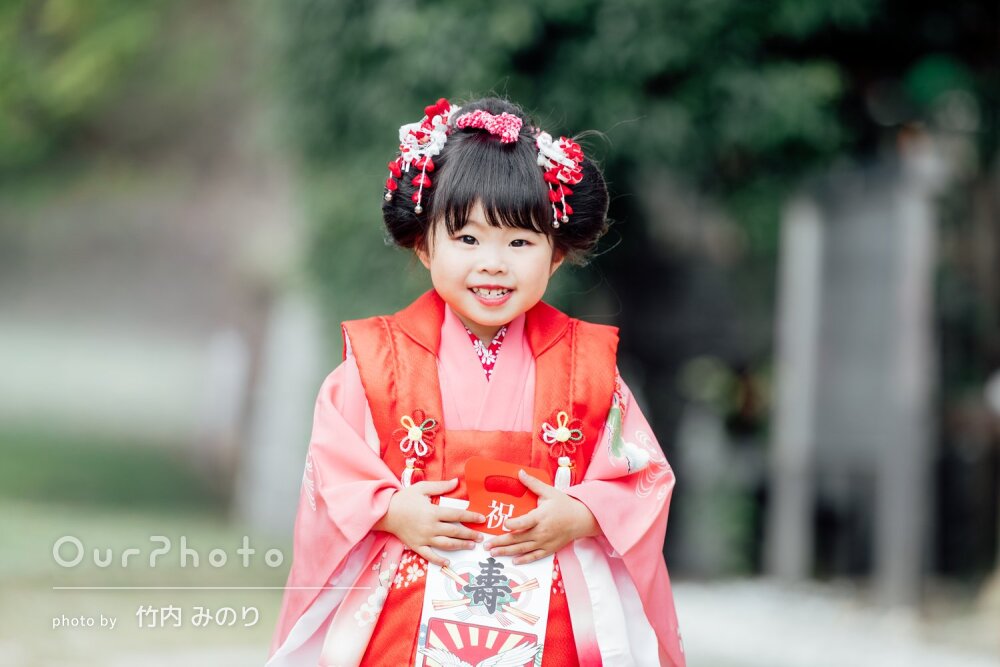 「自然ないつもの笑顔を引き出して」日本髪が可愛い！3歳の七五三の撮影