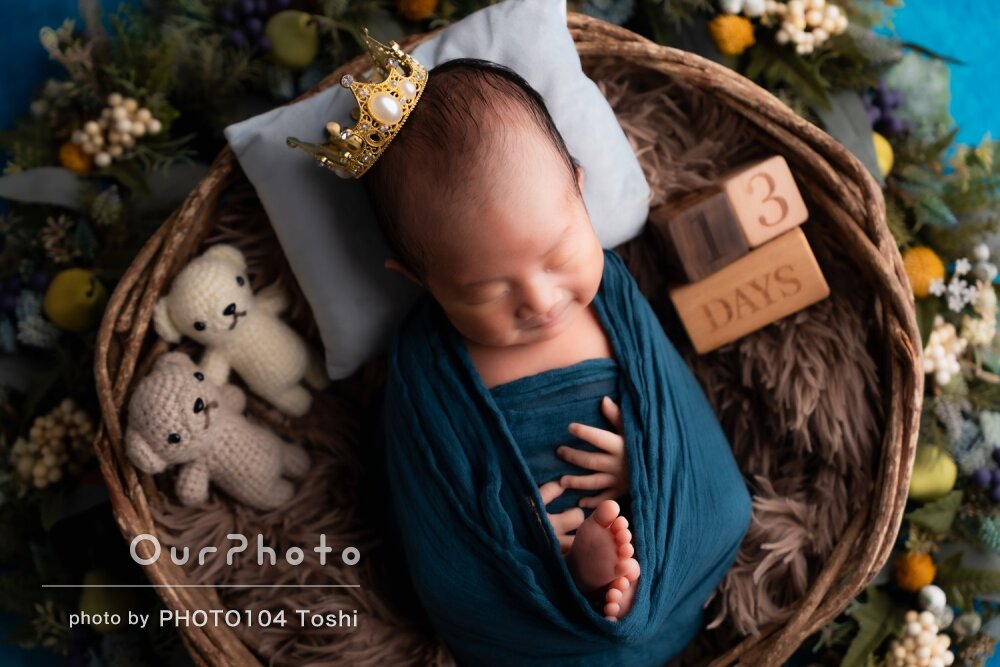 「頼んで正解でした」可愛い寝顔の赤ちゃんのニューボーンフォトの撮影