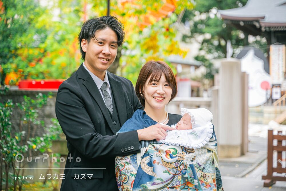 「雰囲気も明るく楽しく」幸せな笑顔いっぱい！秋感じるお宮参りの撮影