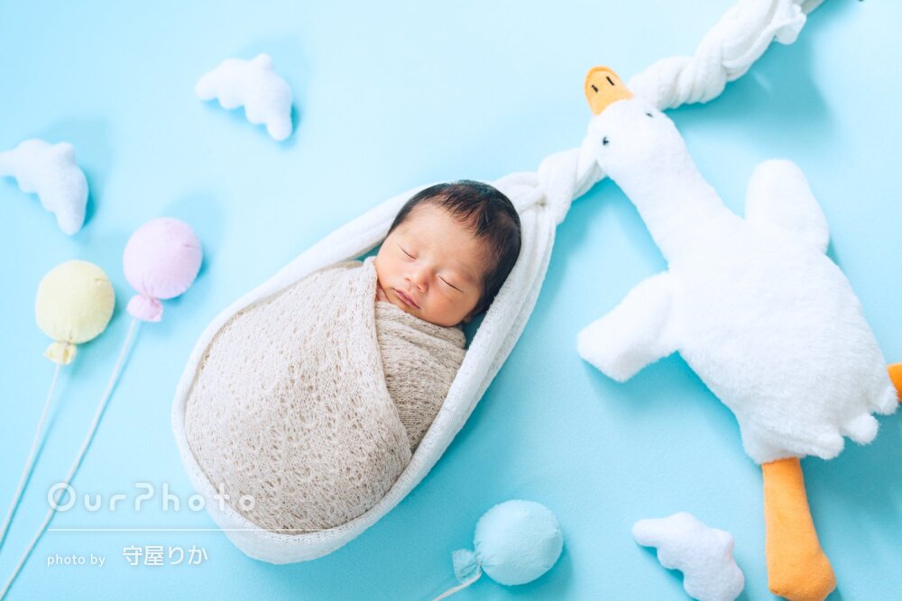 「大満足です」絵本の1ページのような可愛いニューボーンフォトの撮影