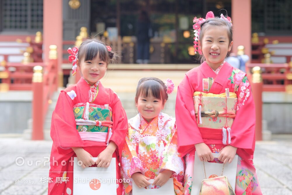 お子さまたちも楽しくて大満足！7歳5歳3歳三姉妹の七五三の撮影