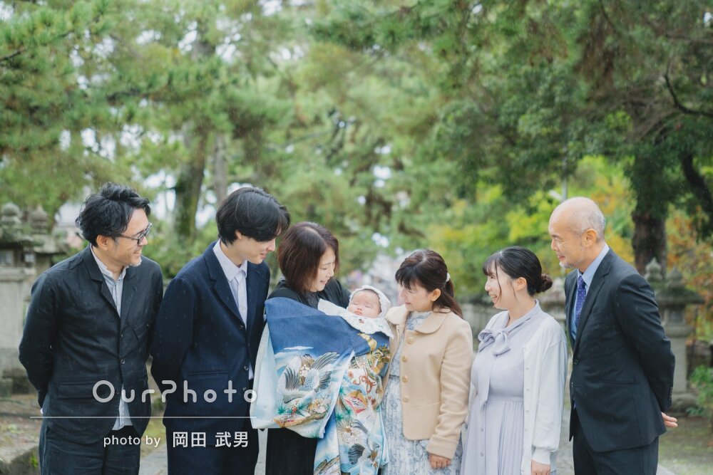 「明るく和やかな雰囲気」笑顔いっぱい！祖父母と男の子のお宮参りの撮影
