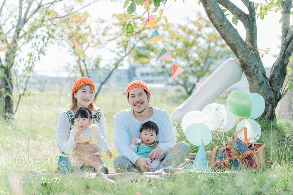 「自然な笑顔ショットが沢山」緑豊か！1歳記念のバースデーフォトの撮影