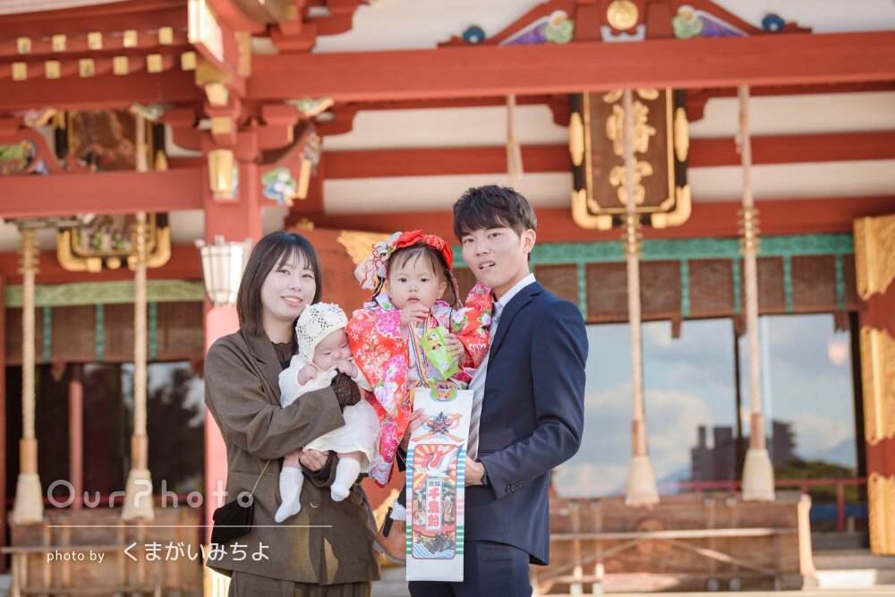 「走り回る3歳をとっても素敵に」二人一緒に！七五三とお宮参りの撮影
