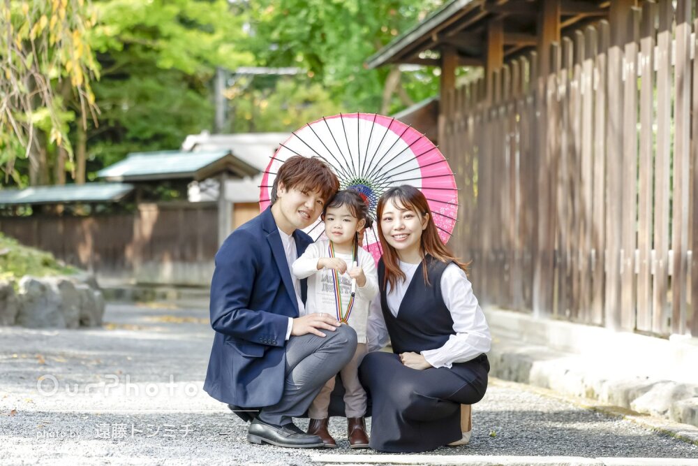 「娘のペースに寄り添って」家族の温かな笑顔溢れる！3歳七五三の撮影