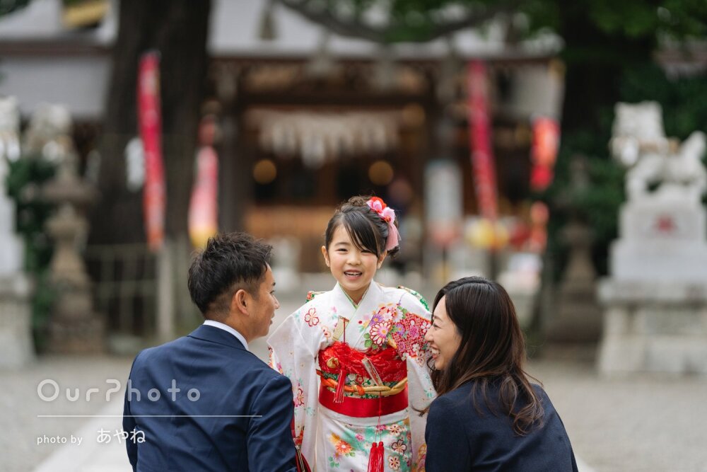 「家族みんな大満足」女の子の自然な笑顔が溢れる！可愛い七五三の撮影