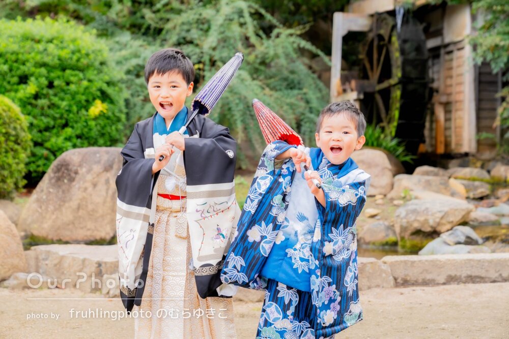 「とても可愛く撮って」元気一杯で凛々しい姿！兄弟一緒に七五三の撮影