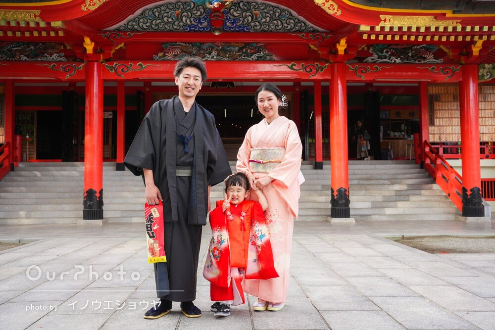 「また思い出が増えて嬉しい」真っ赤な晴れ着姿がキュートな七五三の撮影