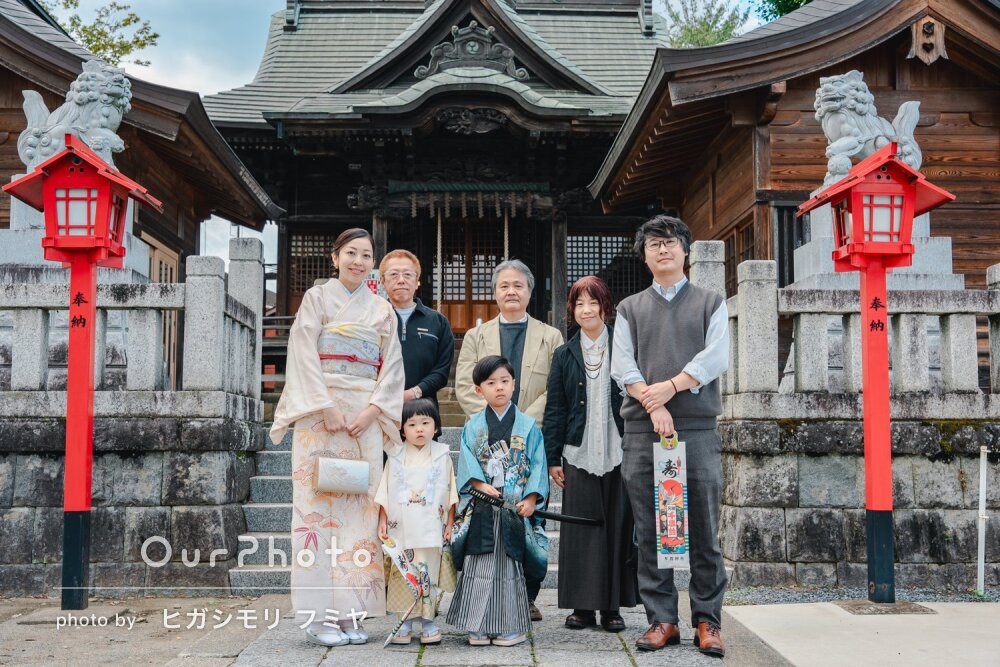 「感極まる思いです」ママも和装！神社でかわいい兄弟の七五三の撮影