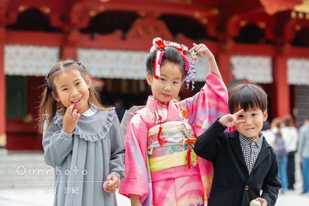 「子供の機嫌を見ながら楽しく」日本髪がお姉さんらしい！七五三の撮影