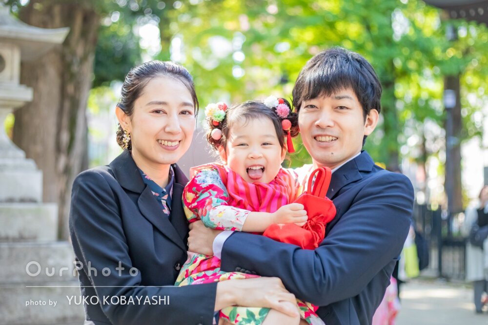 「どれも笑顔溢れる素敵な写真」表情がキュートな3歳女の子の七五三撮影