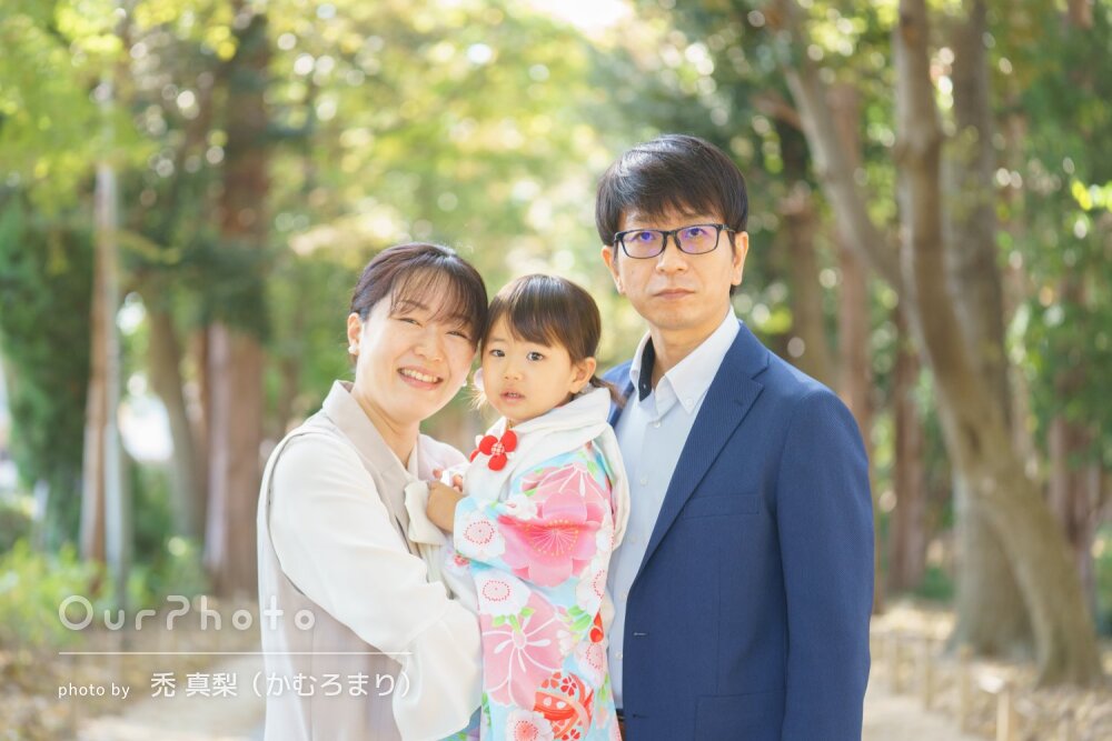 「丁寧に説明していただき安心」白とピンクの被布姿が可愛い七五三の撮影