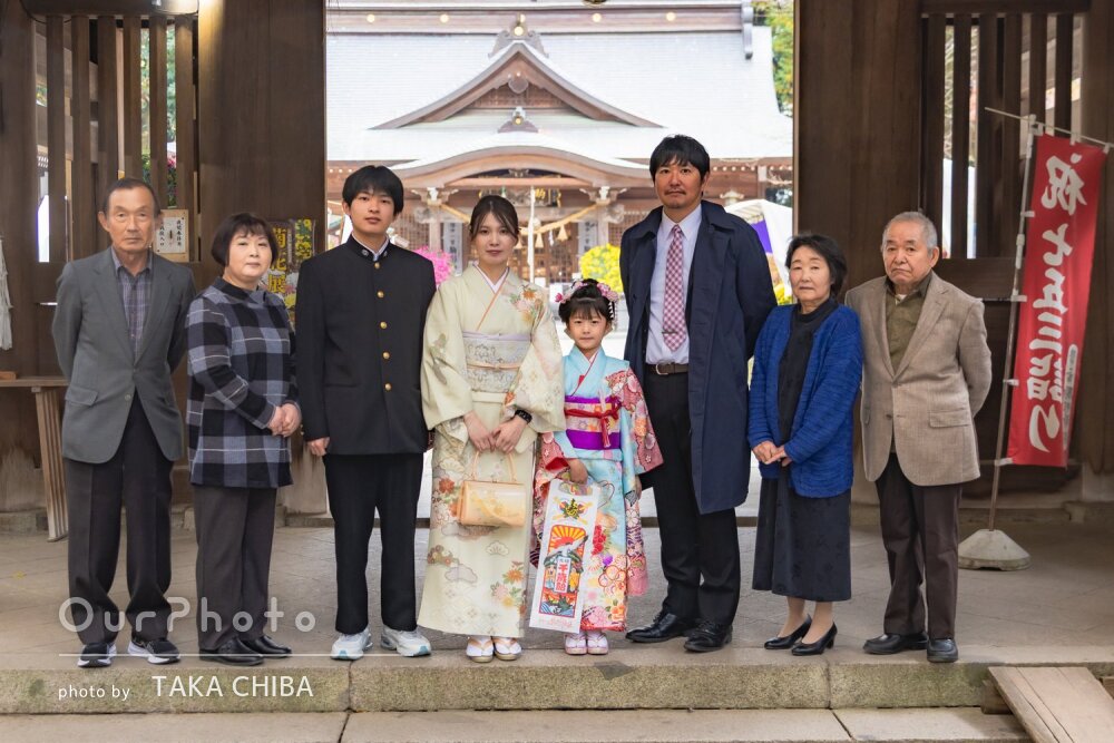 「とても良かった」水色の着物姿が愛らしい女の子！3世代で七五三の撮影