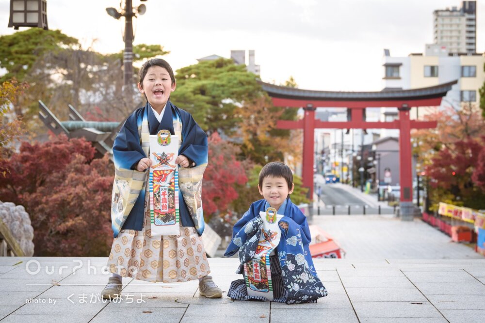 「とてもいい思い出」可愛い笑顔で楽しさ伝わるお宮参りと七五三の撮影