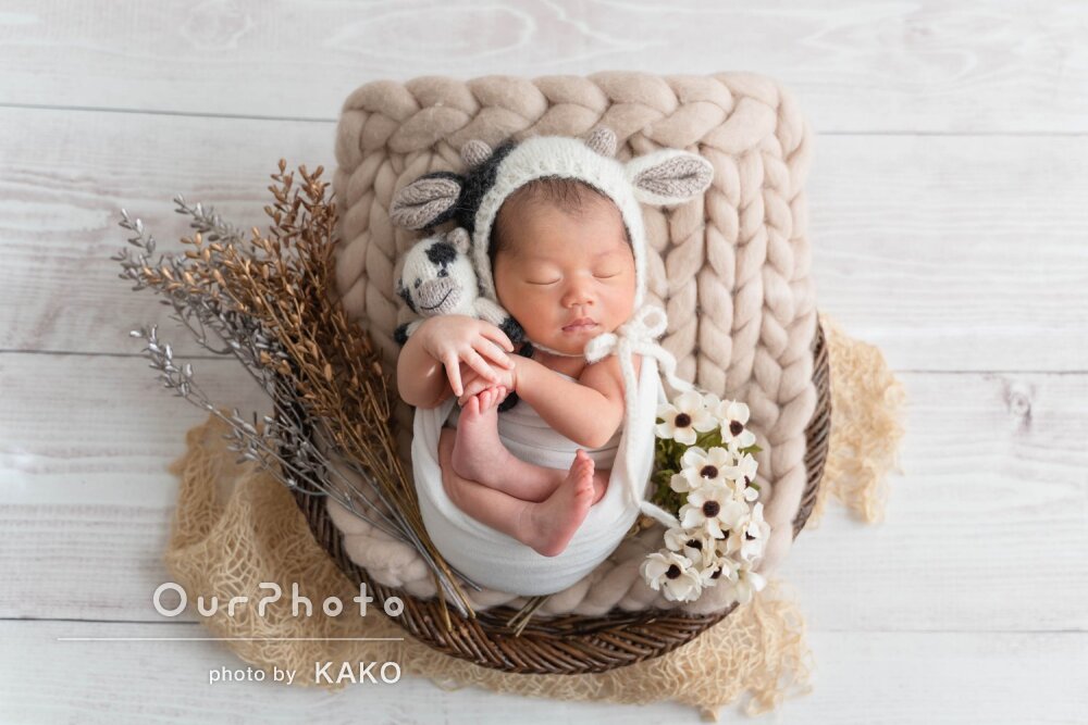 「どれも本当に可愛くて大満足」柔らかな色合いのニューボーンフォト撮影