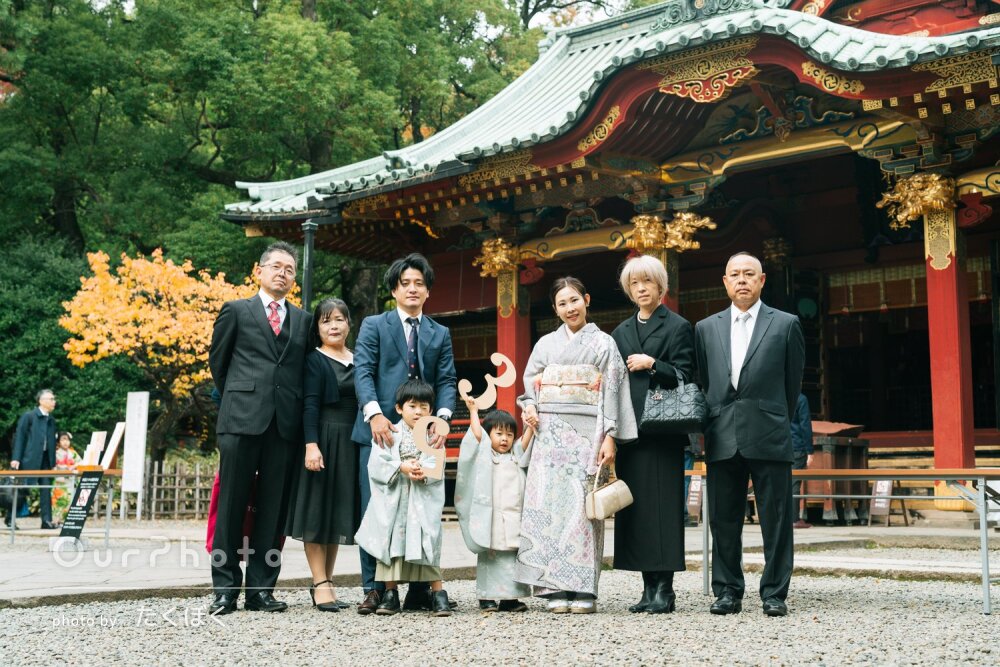 「自然な表情を大事にして」ママと兄弟の和装が素敵！3世代で七五三撮影