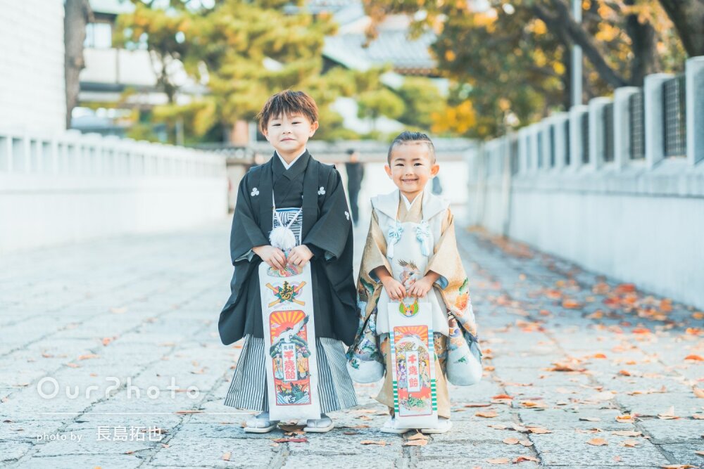 2家族で楽しい思い出いっぱい！和装がかっこいい男の子たちの七五三撮影