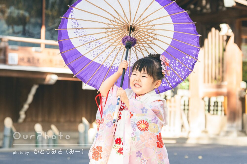 「写真の色味もおしゃれな感じ」いい笑顔がたくさんな女の子の七五三撮影