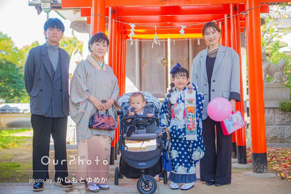 「沢山の笑顔の写真を撮って」リピーター様！7歳女の子の七五三の撮影