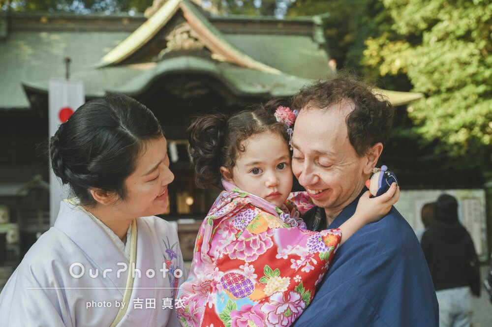 「素敵なお写真」家族で和装で華やか！可愛い3歳女の子の七五三の撮影