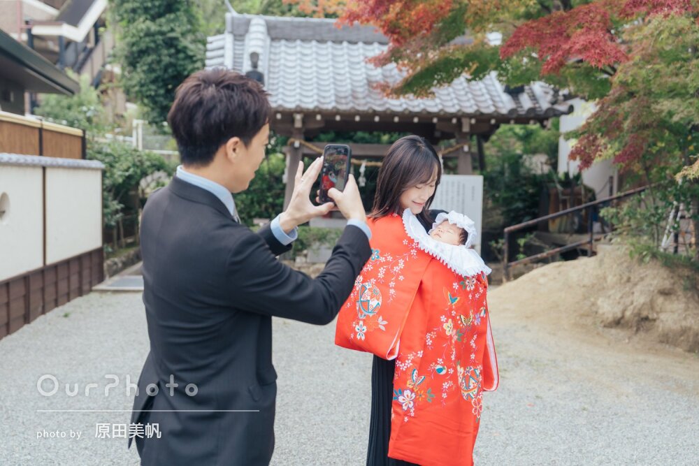 「自然な表情で撮影」柔らかな質感が魅力的！色合い温かなお宮参りの撮影